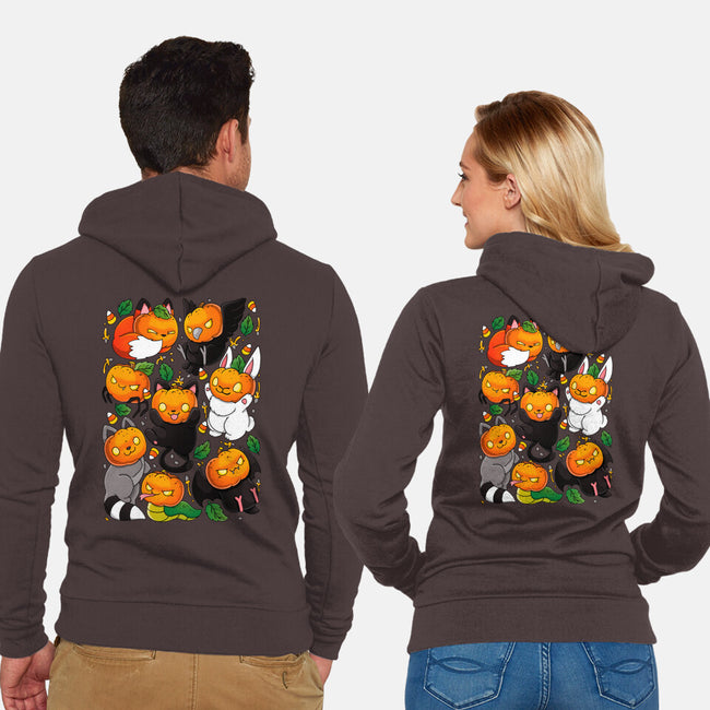 Pumpkin Animals-unisex zip-up sweatshirt-Vallina84