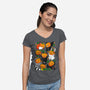 Pumpkin Animals-womens v-neck tee-Vallina84