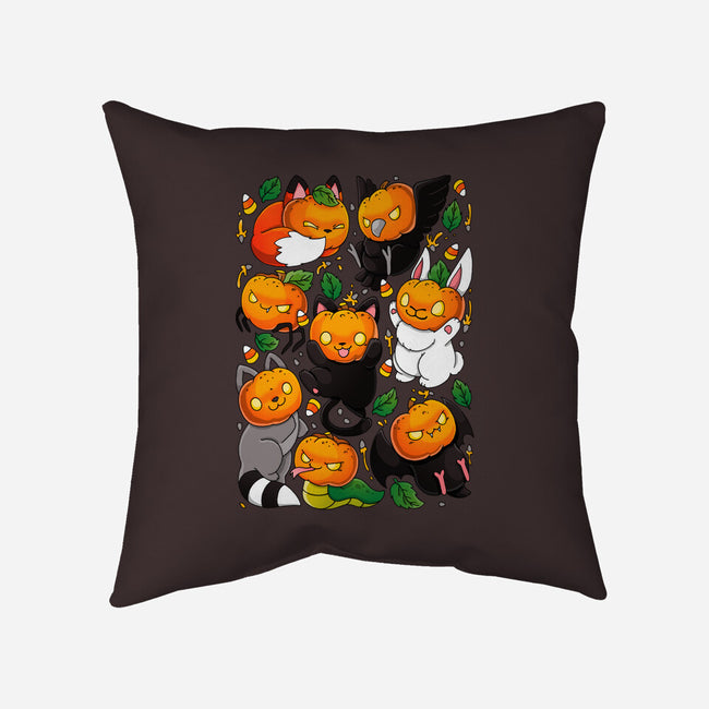 Pumpkin Animals-none removable cover w insert throw pillow-Vallina84