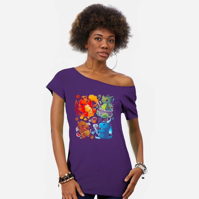 Dragon Role Play-womens off shoulder tee-Vallina84
