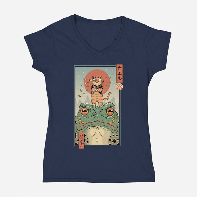 Catana And The Big Frog-womens v-neck tee-vp021