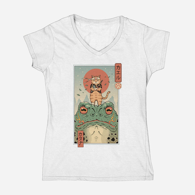 Catana And The Big Frog-womens v-neck tee-vp021
