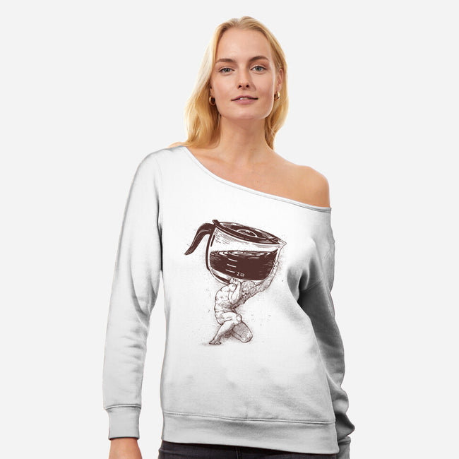Coffee Atlas-womens off shoulder sweatshirt-Getsousa!
