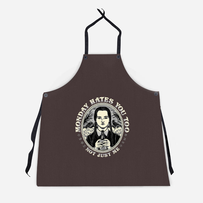 Monday Hates You Too-unisex kitchen apron-momma_gorilla