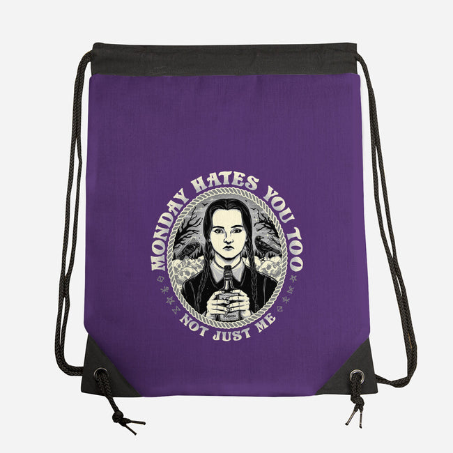 Monday Hates You Too-none drawstring bag-momma_gorilla
