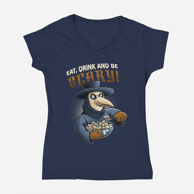 Eat Drink And Be Scary-womens v-neck tee-ManuelTurchiDesign