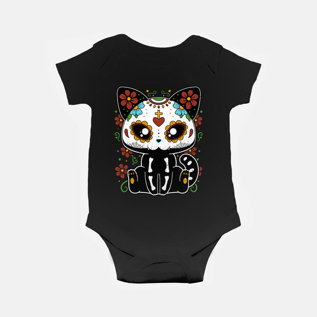 Dia De Los Gatos Muertos-baby basic onesie-retrodivision