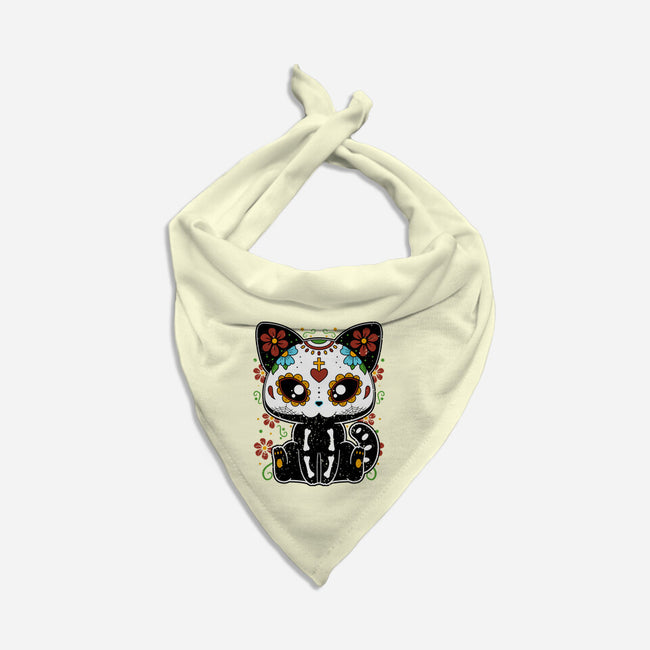 Dia De Los Gatos Muertos-cat bandana pet collar-retrodivision