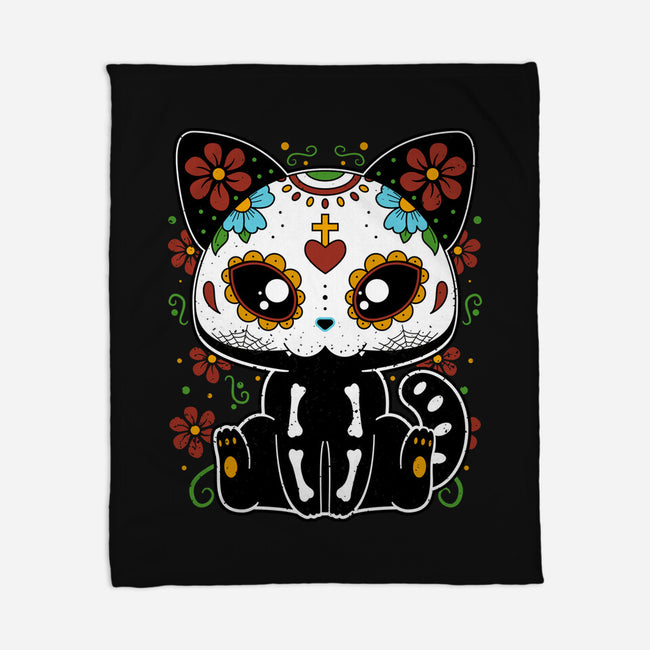 Dia De Los Gatos Muertos-none fleece blanket-retrodivision