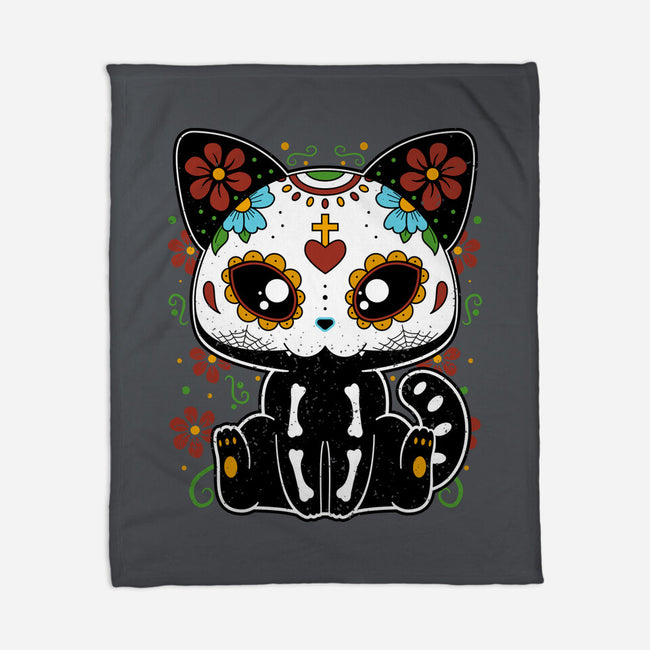 Dia De Los Gatos Muertos-none fleece blanket-retrodivision