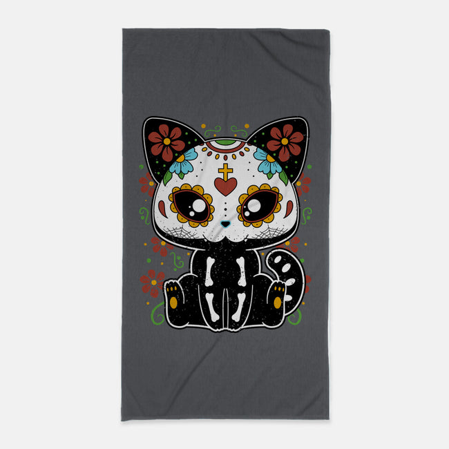 Dia De Los Gatos Muertos-none beach towel-retrodivision