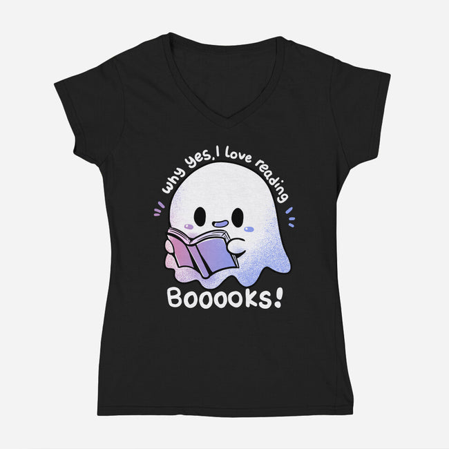 I Love Reading Booooks-womens v-neck tee-TechraNova
