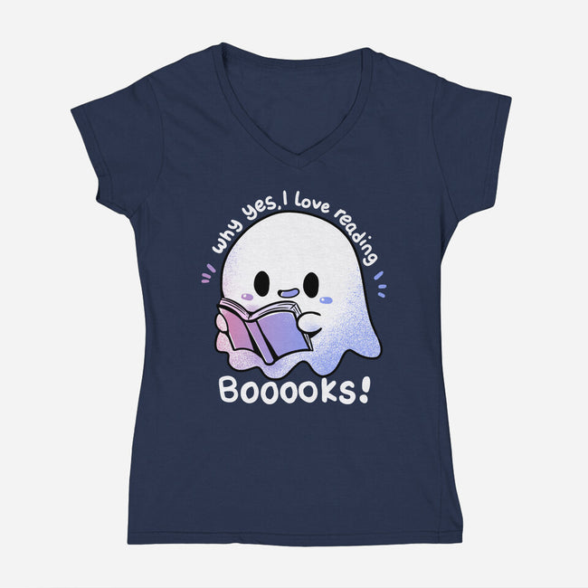I Love Reading Booooks-womens v-neck tee-TechraNova