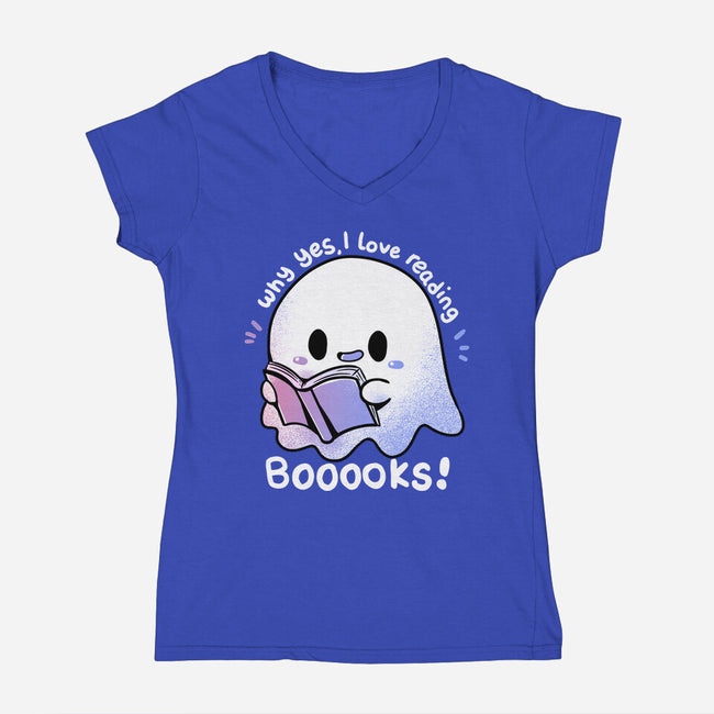I Love Reading Booooks-womens v-neck tee-TechraNova