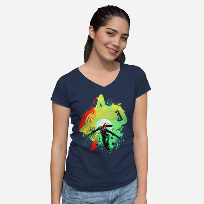 Chainsaw Rage-womens v-neck tee-IKILO