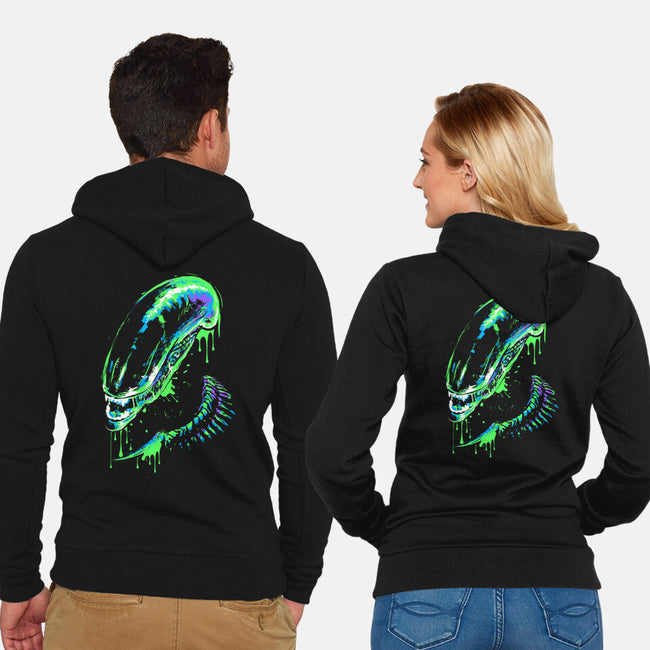 Colorful Xenomorph-unisex zip-up sweatshirt-IKILO