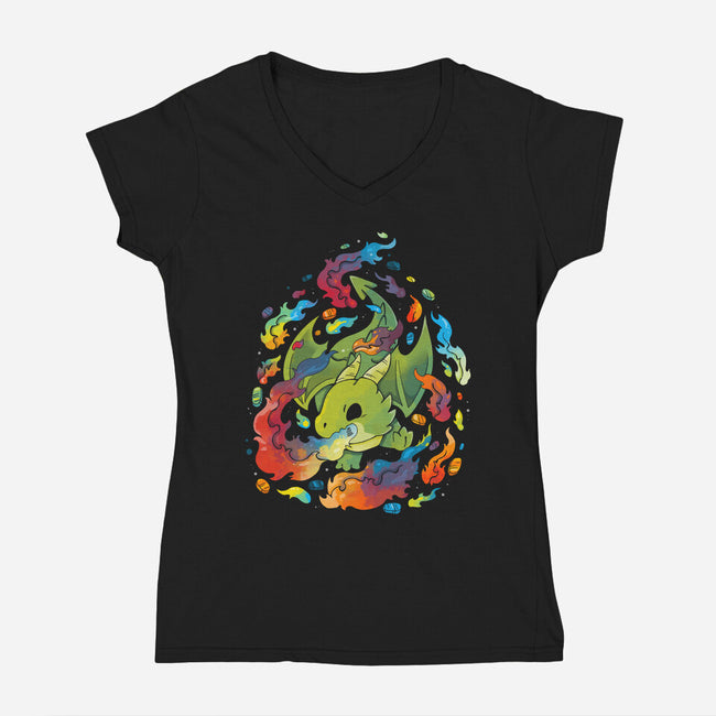 Dragon Flame Colors-womens v-neck tee-Vallina84