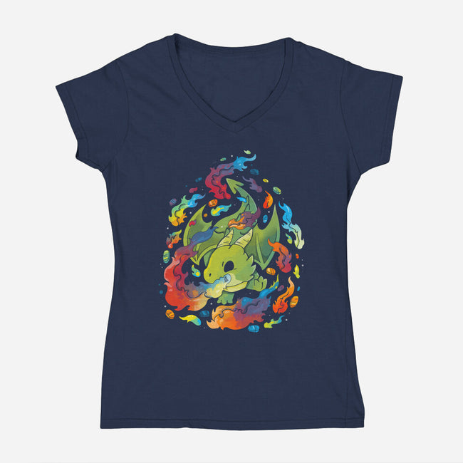 Dragon Flame Colors-womens v-neck tee-Vallina84