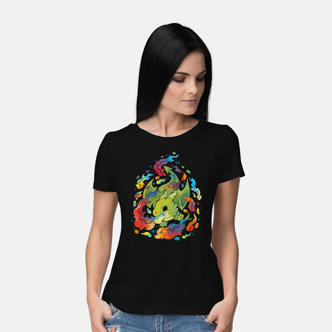 Dragon Flame Colors-womens basic tee-Vallina84