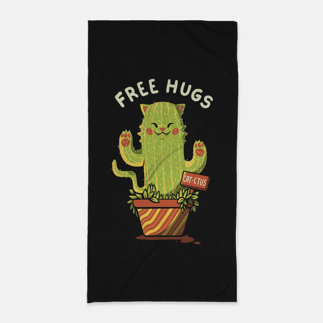 Catctus Free Hugs-none beach towel-tobefonseca