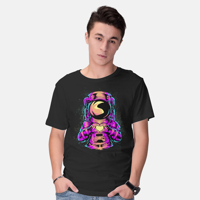 Astronaut Love Sign-mens basic tee-daizzystudio