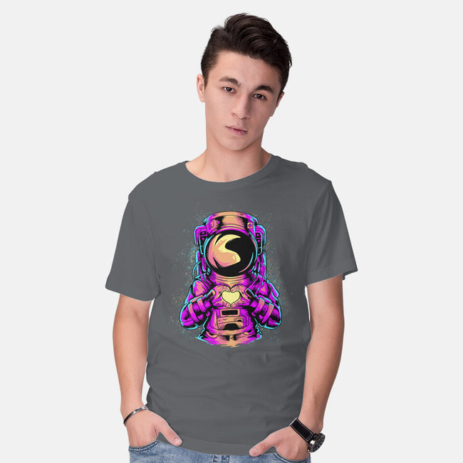 Astronaut Love Sign-mens basic tee-daizzystudio