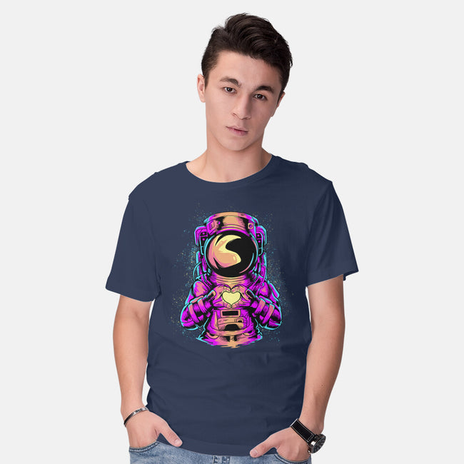 Astronaut Love Sign-mens basic tee-daizzystudio