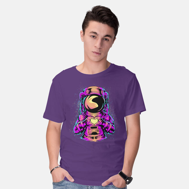 Astronaut Love Sign-mens basic tee-daizzystudio