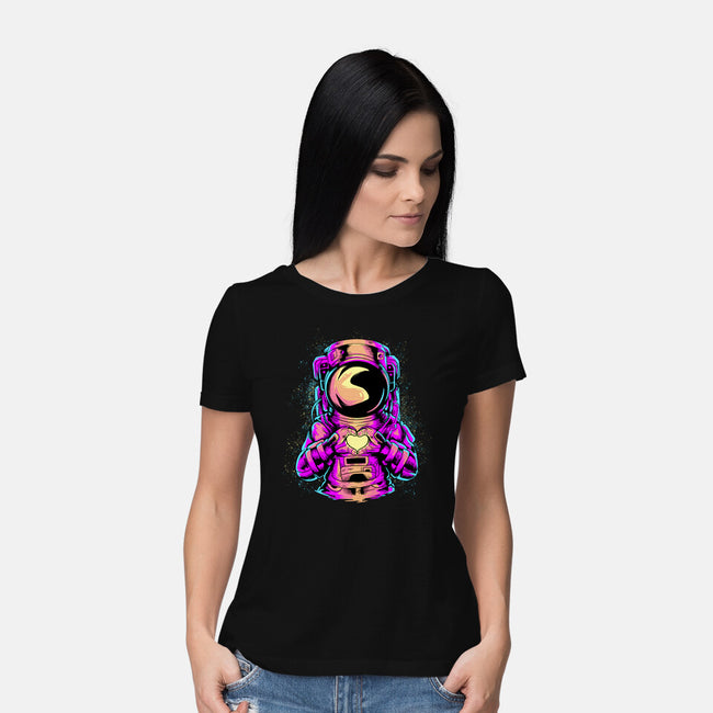 Astronaut Love Sign-womens basic tee-daizzystudio