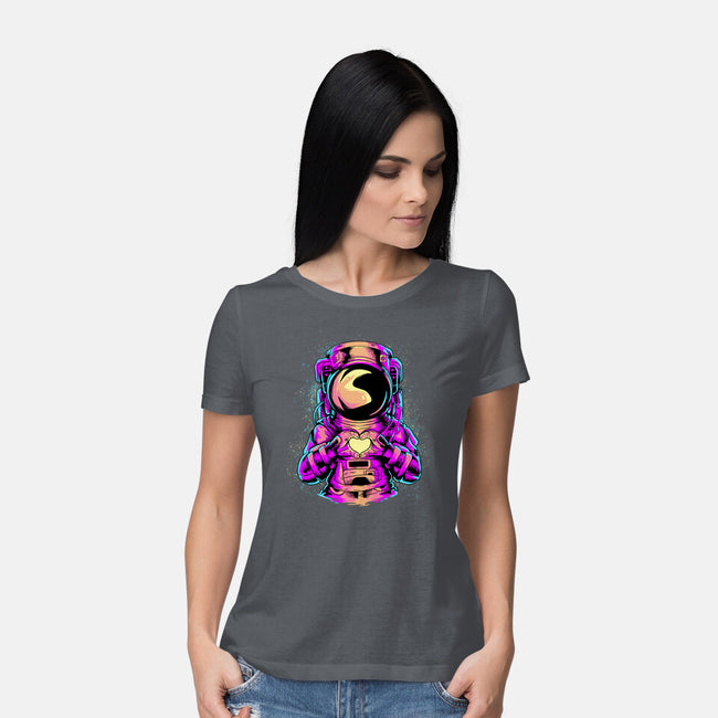 Astronaut Love Sign-womens basic tee-daizzystudio