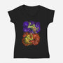 Techno Boy And Pizza Boy-womens v-neck tee-nickzzarto
