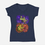 Techno Boy And Pizza Boy-womens v-neck tee-nickzzarto