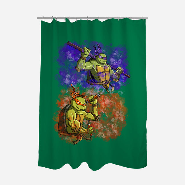 Techno Boy And Pizza Boy-none polyester shower curtain-nickzzarto