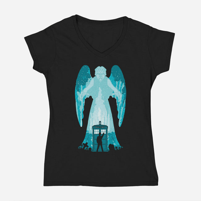 The Weeping Angel-womens v-neck tee-dalethesk8er