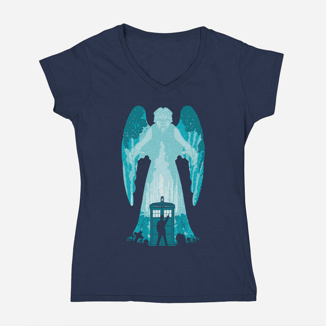 The Weeping Angel-womens v-neck tee-dalethesk8er