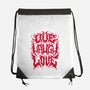 Live Laugh Love Black Metal-none drawstring bag-Nemons