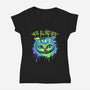 Colorful Mad Cat-womens v-neck tee-IKILO