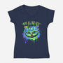 Colorful Mad Cat-womens v-neck tee-IKILO