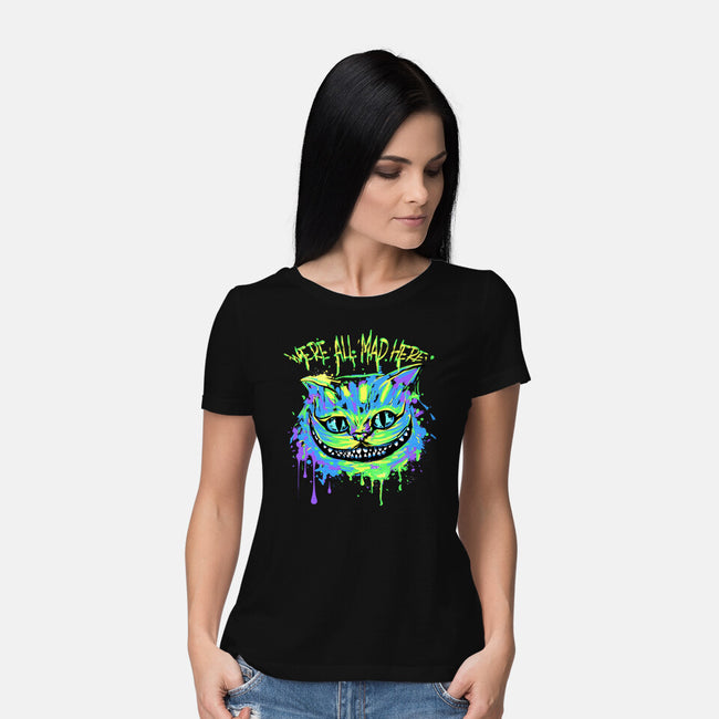Colorful Mad Cat-womens basic tee-IKILO