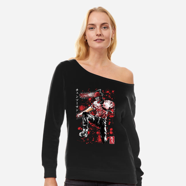 ChainsawMan Sumi-E-womens off shoulder sweatshirt-DrMonekers
