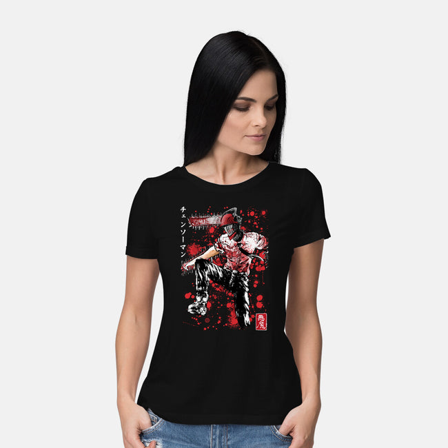 ChainsawMan Sumi-E-womens basic tee-DrMonekers