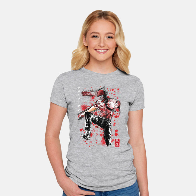 ChainsawMan Sumi-E-womens fitted tee-DrMonekers