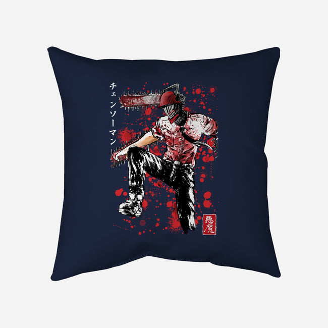 ChainsawMan Sumi-E-none removable cover throw pillow-DrMonekers