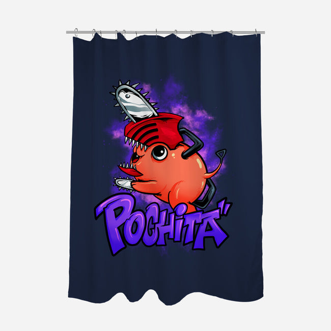Pochita Goes Wild-none polyester shower curtain-spoilerinc