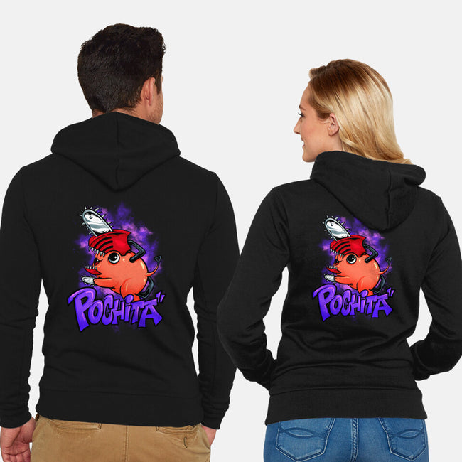 Pochita Goes Wild-unisex zip-up sweatshirt-spoilerinc