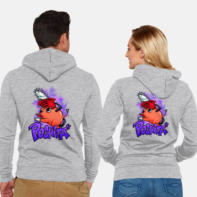 Pochita Goes Wild-unisex zip-up sweatshirt-spoilerinc