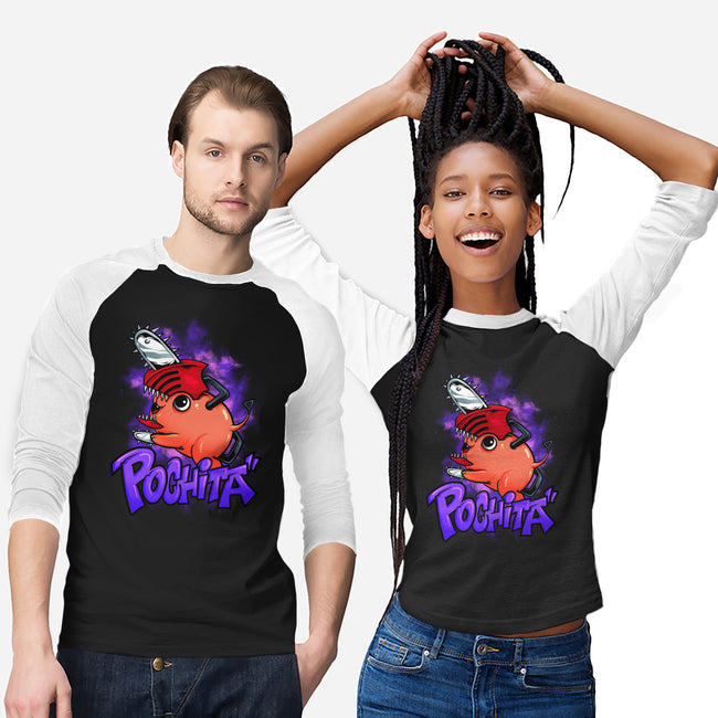 Pochita Goes Wild-unisex baseball tee-spoilerinc