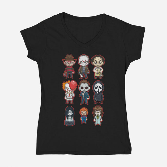 Chibi Horror-womens v-neck tee-Andriu