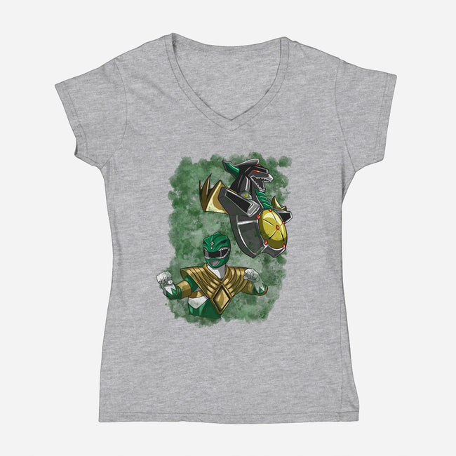 The Green Warrior-womens v-neck tee-nickzzarto