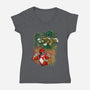Green Vs Red-womens v-neck tee-nickzzarto